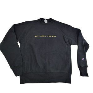 Champion Reverse Weave Women's Small Pullover You're Welcome In This Place Black